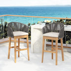 Christopher Knight Home Zax Set of 2 Patio Barstool, Acacia Wood & Rope Outdoor by ChristopherKnightHome