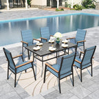 Sophia & William Outdoor Dining Set 7 Pieces, 6 Aluminum Stackable Chair by SophiaWilliam