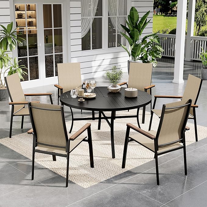 Sophia & William Outdoor Patio Dining Set 7 Pieces, 6 Aluminum Patio Dining by SophiaWilliam