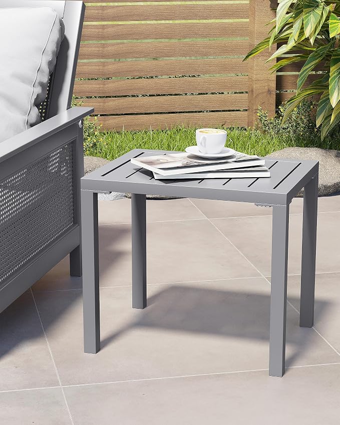 Crestlive Products Outdoor Side Table Set of 2, Aluminum Rectangular Side/End - Image 2