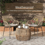 Furniture of America Ysar Boho Rattan Round Coffee Table Outdoor - Image 8