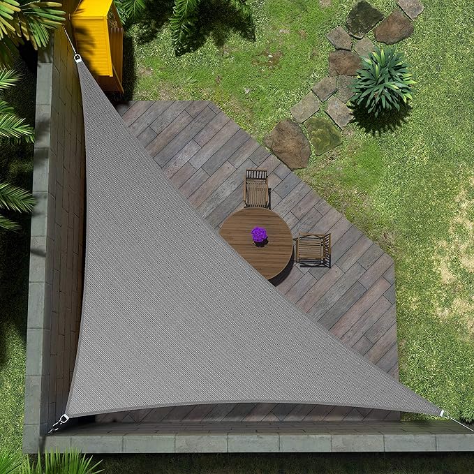 Amgo Custom Size 11' x 16' x 19.4' Grey Right Triangle Sun Shade Sail Order to by Amgo