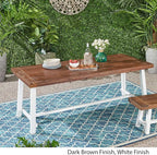 Outdoor Eight Seater Iron Dining Table, Dark Brown and White Finish - Image 4