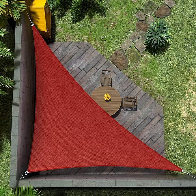 Amgo Custom Size 16' x 23' x 28' Red Right Triangle Sun Shade Sail UPF50+ by Amgo