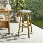 Safavieh PAT4018A Collection Kelsey Navy and White Indoor/Outdoor Bar Stool - Image 2