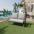 HOMREST Outdoor Loveseat Aluminum Patio Furniture Sofa, All-Weather Metal - Image 2