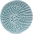 BIRDROCK HOME Round Pouf Ottoman | Cotton Braided Round Foot Stool | Bedroom - Image 3