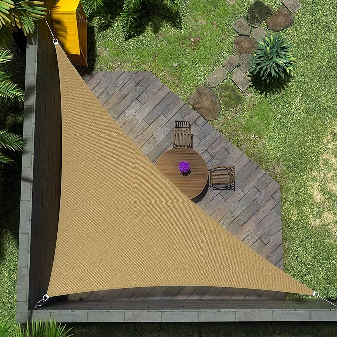 Amgo 18' x 18' x 25.5' Sand Beige Right Triangle Sun Shade Sail UPF50+ Canopy by Amgo
