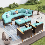 PHI VILLA 7-Piece Wicker Patio Furniture Set, Outdoor Half-Moon Curved - Image 9