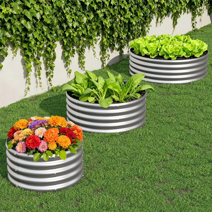 2PCS 2x2x1FT Galvanized Raised Garden Bed Kit, Vegetable Boxes-Round Metal - Image 7