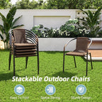 Amopatio Outdoor Dining Chairs Set of 6, Rattan Wicker Patio Chairs, Stackable - Image 3