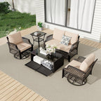 HOMREST 5 Piece Patio Furniture Set, Wicker Outdoor Conversation Sofa Set by HOMREST