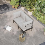 Sundale Outdoor 2 Pieces Metal Patio Furniture Set, Outdoor Sectional Sofa w/6 - Image 9