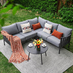 Outdoor Patio Furniture, 6 Pieces Outdoor Sectional L-Shaped Sofa Patio - Image 8