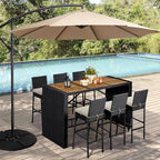 Yaheetech 7 Piece Patio Dining Set Outdoor Acacia Wood Bar Table and Chairs - Image 2