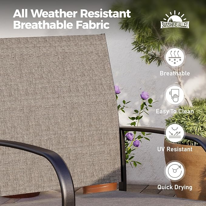 5 Piece Patio Dining Set for 4, Outdoor Table and Chairs Set for Lawn Backyard - Image 2