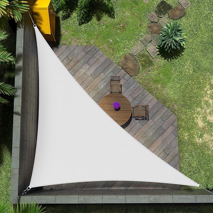 Amgo Custom Size 12' x 23' x 25.9' White Right Triangle Sun Shade Sail UPF50+ by Amgo