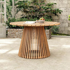 Merax Outdoor Dining Table 47.25" Round Extra-Large Acacia Wood Patio Dining - Image 4