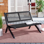 SAFAVIEH Outdoor Collection Kobina Black Acacia Wood/Black Rope Foldable Bench - Image 2