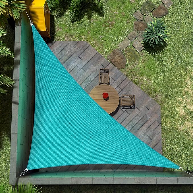 Amgo Custom Size 8' x 10' x 12.8' Turquoise Triangle Sun Shade Sail UPF50+ by Amgo