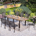 PHI VILLA Outdoor Metal Expandable Dining Table, Wood-Like Wrought Iron - Image 2