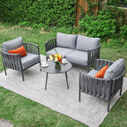 4 Piece Patio Furniture Set, Modern Patio Conversation Set, Outdoor Furniture - Image 2