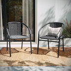 EMMA + OLIVER Set of 4 Modern Rattan Indoor/Outdoor Stack Chairs, Stacking - Image 6
