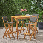 Christopher Knight Home Polaris Outdoor Acacia Wood and Wicker 5 Piece - Image 2