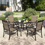 PHI VILLA Patio Dining Set for 4 Person, Square Metal Slat Table by PHIVILLAThepioneerofcomfortablehouseholdsupplies