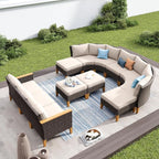 PHI VILLA 10-Piece Wicker Patio Furniture Set, Outdoor Half-Moon Curved - Image 9