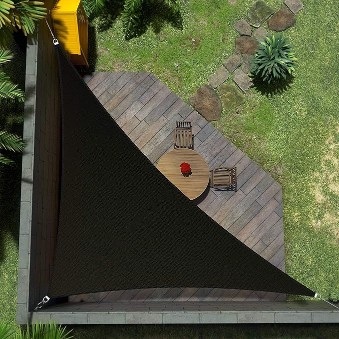 Amgo Custom Size 12' x 22' x 25.1' Black Right Triangle Sun Shade Sail Order to by Amgo
