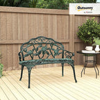 Outsunny Outdoor Bench, Cast Aluminum Outdoor Furniture, Metal Bench - Image 2